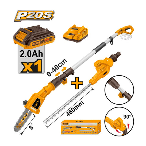 Akumulatorski set CPTS201681 Testera + trimer za živu ogradu INGCO