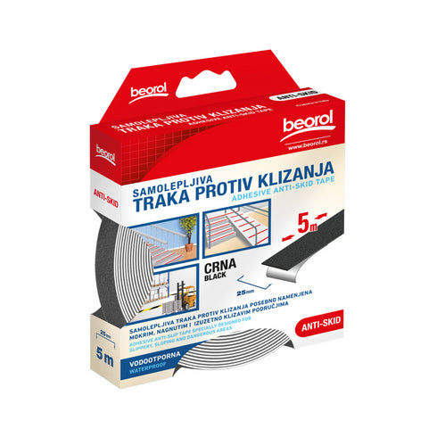 Samolepljiva traka protiv klizanja Anti-Skid 25mm x 5m, crna BEOROL
