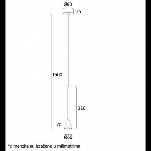 ARIA 21 VISILICA LED 6W 3000K CRNA