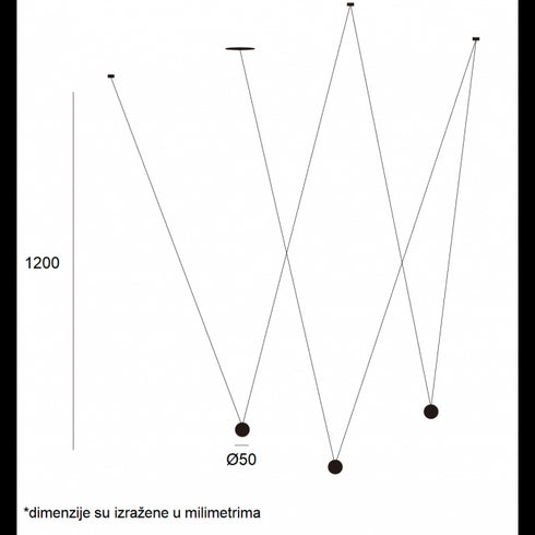 ARIA VISILICA LED 3*4W 3000K CRNA