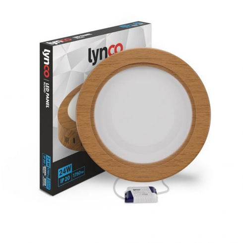 LYNCO Led panel 24W 4000K nadgradni krug dezen drvo