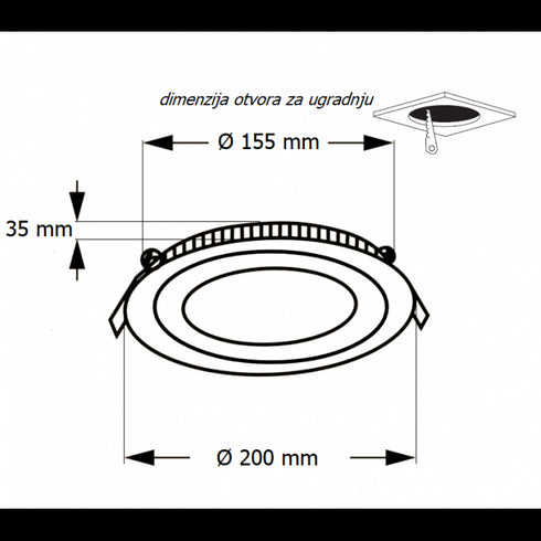 LED PANEL U/Z KNC2-18W 6500K