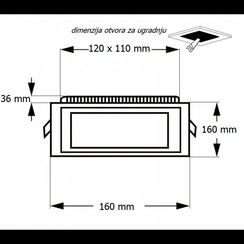 LED PANEL U/Z KNS2-12W 6500K