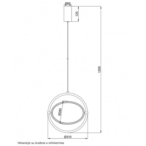 LUNA 253 VISILICA 10W 3000K CRNA DIMABILNA