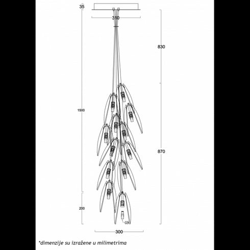 LUNA 272 VISILICA 12*G9 MESING