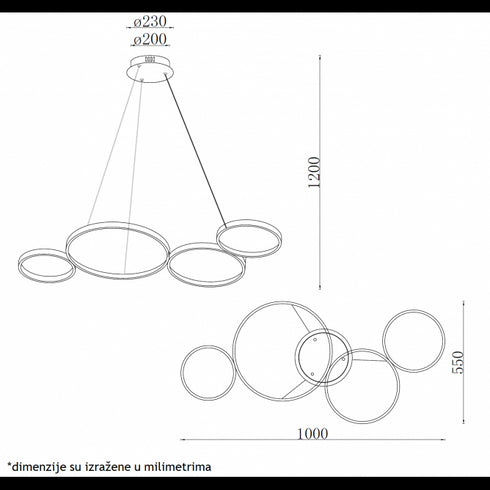 VESTA 374 LUSTER LED 62W 3000K BELA