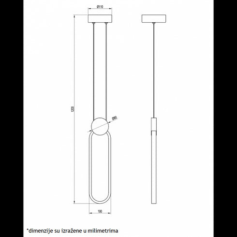 VESTA 469 VISILICA 15W 3000K CRNA