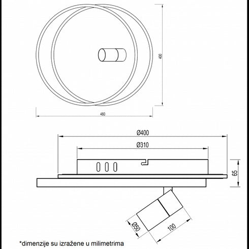 VESTA 482 PLAFONSKA SVETILJKA 36W+5W 3000K CRNA