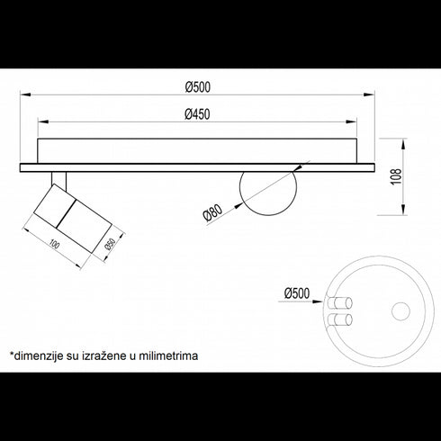 VESTA 483 PLAFONSKA SVETILJKA 30W+2*5W+3W 3000K BELA