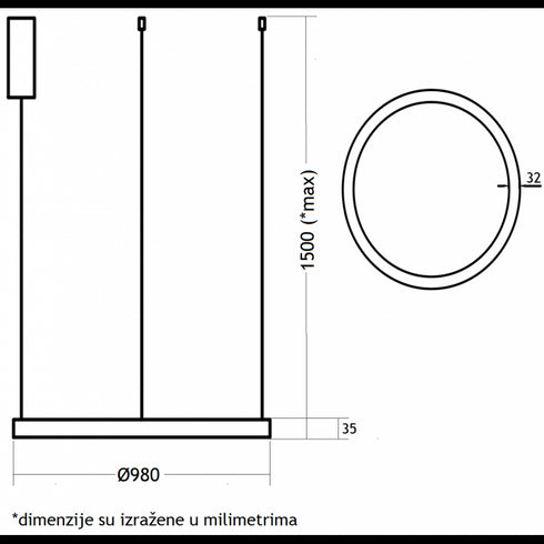 Visilica 80W, 3000K crna
