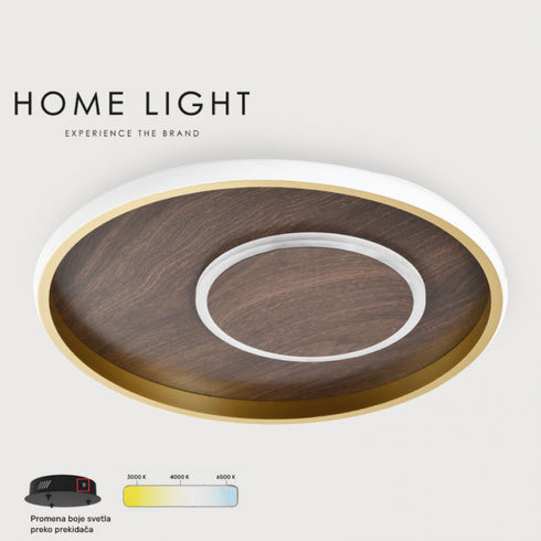VESTA 526 PLAFONSKA SVETILJKA 36W 3000/4500/6000K TAMNO DRVO/ZLATO (Ø 400)