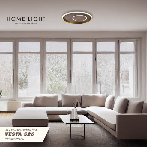 VESTA 526 PLAFONSKA SVETILJKA 36W 3000/4500/6000K TAMNO DRVO/ZLATO (Ø 400)