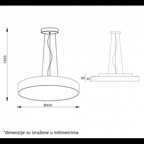 Vesta visilica 70W 3000/4000K BELA